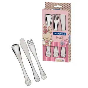 Conjunto Talheres Infantil Le Petit Menina Inox 3 Peças Tramontina Inox