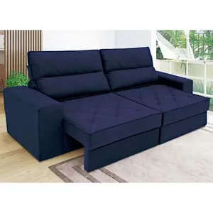 Sofá 3 Lugares Fassatti Retrátil e Reclinável em Suede Linoforte Azul Marinho