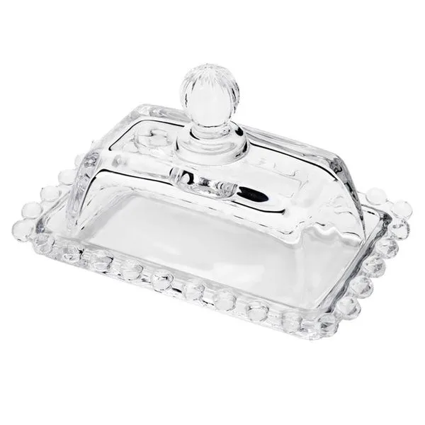 Manteigueira Wolff Pearl em Cristal com Tampa Transparente Transparente