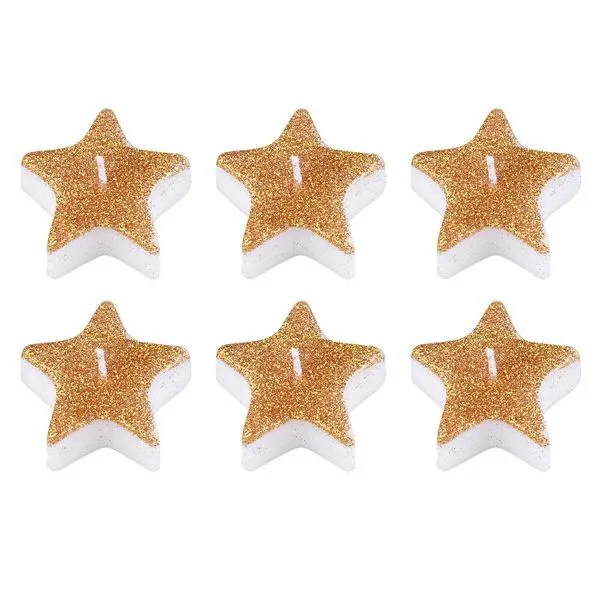 Kit Velas de Natal Estrela Glitter 4.5x2cm Cazza
