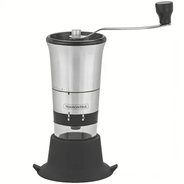 Moedor de Café Tramontina Realce em Acrílico, Aço Inox e Silicone Preto com Inox