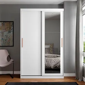 Guarda Roupa Solteiro Bartira Paris com Espelho 2 Portas de Correr Branco
