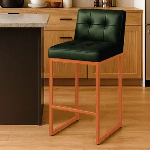 Banqueta Cozinha Alta com Encosto Industrial Bronze Lirina PU Verde C05 - D'Rossi