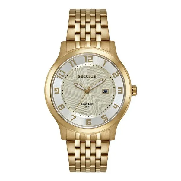 Relógio Seculus Masculino Ref: 44265gpsvda1 Social Dourado