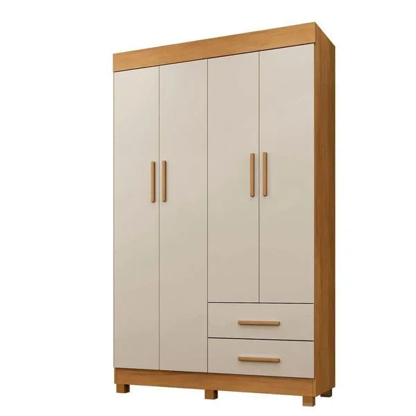 Guarda Roupa Leblon 4 Portas 2 Gavetas 5 Prateleiras - Benet Cinamomo Off