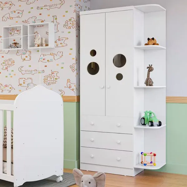 Guarda-Roupa Infantil Duda Plus com 2 Portas Peroba Móveis Branco