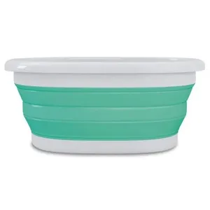 Cesto Retrátil para Roupas FlashLimp em Polipropileno - 18 Litros Verde com Branco