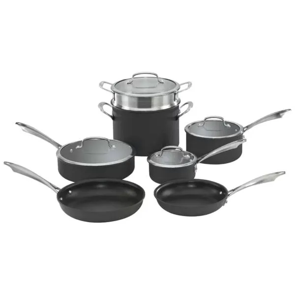 CONJUNTO CUISINART DE PANELAS ANODIZADA ANTIADERENTE 11 PEÇAS PRETO DSA-11