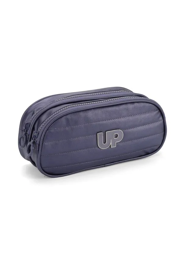 Estojo Duplo Escolar Crinkle Luxcel ET47246UP Metalizado Azul