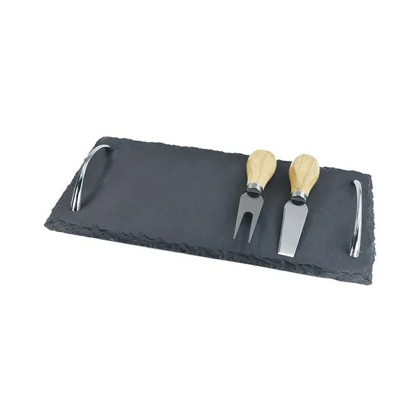 Kit para Queijo Dynasty em Ardósia com 3 Peças 30x15x2cm