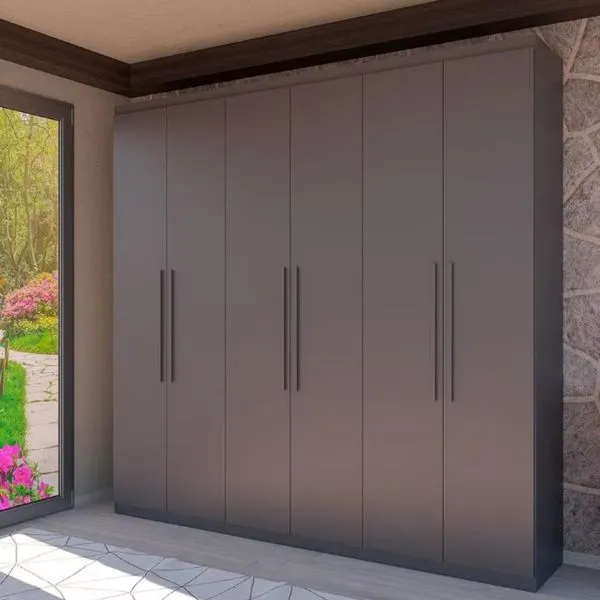Guarda Roupa Casal Bartira Genova com 6 Portas 3 Gavetas e 236,7 cm Grafite