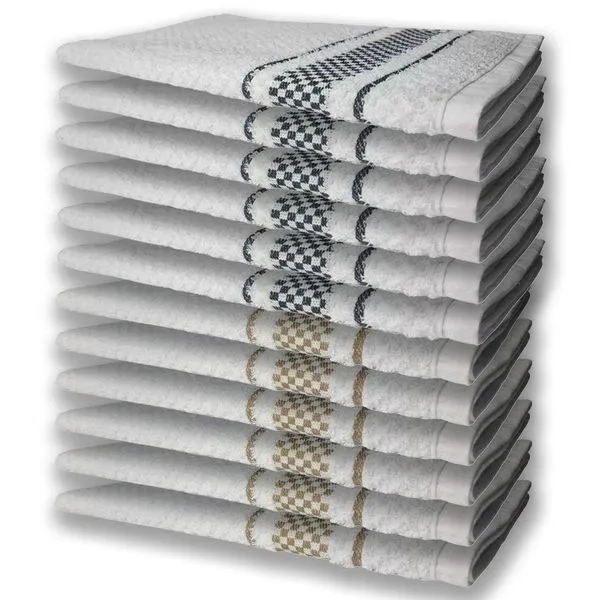 12 Panos De Prato Atoalhado Felpudo Premium 6 Preto 6 Marrom