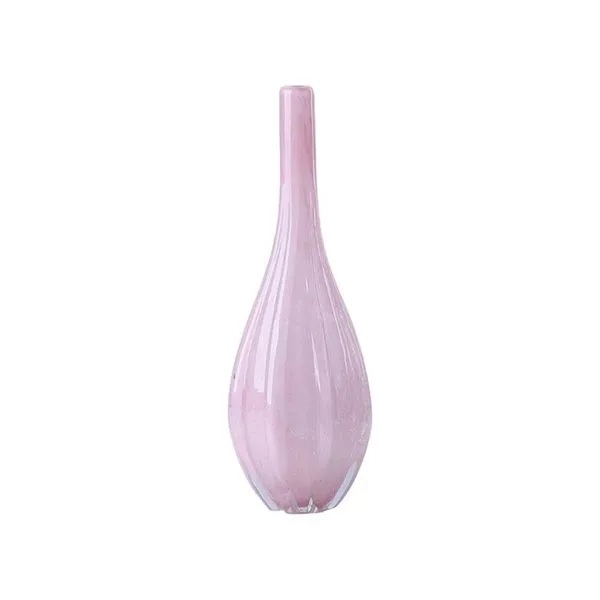 Vaso murano em vidro L'Hermitage Gota 16x16x46cm champanhe