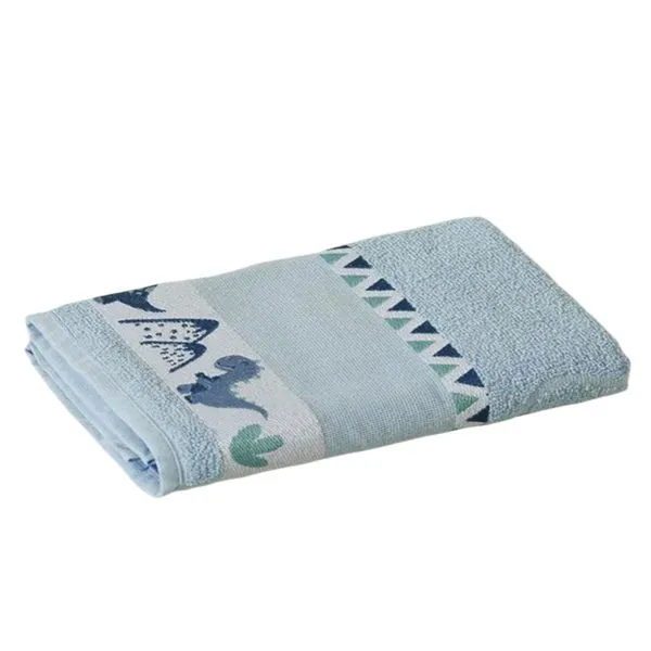 Toalha de Banho KazzaVip Infantil 100% Algodão Jacquard Barra para Bordar Funny Azul
