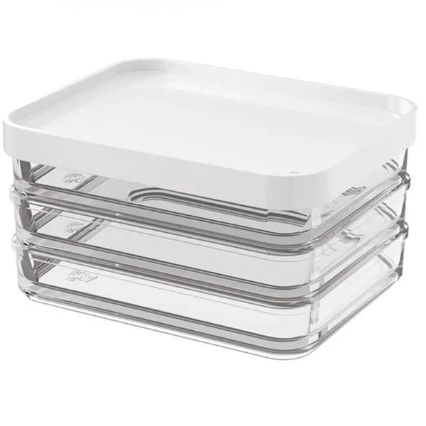 Pote Clear Trio Coza 20770/3007 em Poliestireno 840 ml Branco com Transparente
