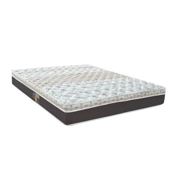 Colchão Casal Castor Sleep Class Híbrido com Euro Pillow e Molas Ensacadas 25x128x188 cm Branco, Cinza e Marrom