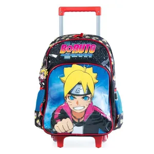 Mochila Escolar Masculina de Rodinhas Boruto Premium Preto U / Preto