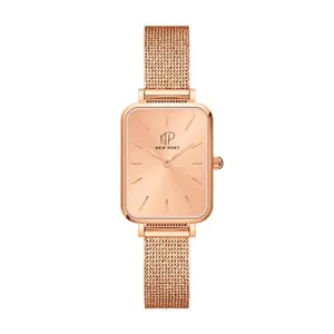 Relógio Feminino Quadrado Elegante de Pulso Luxo Gold Rosé