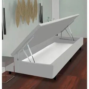 Base Box para Colchão de Solteiro MGA Lift Cotton com Baú e Pistão à Gás 39x88x188cm Cinza