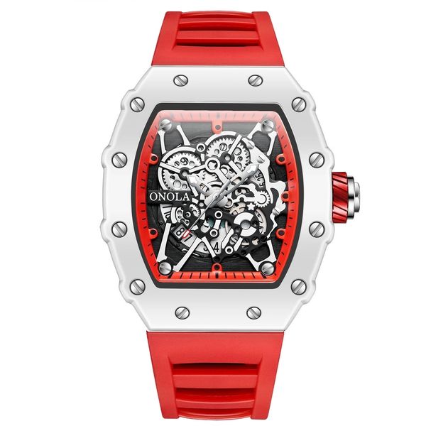 Relógio De Quartzo De Silicone Para Homens tamanho unico / Branco vermelho