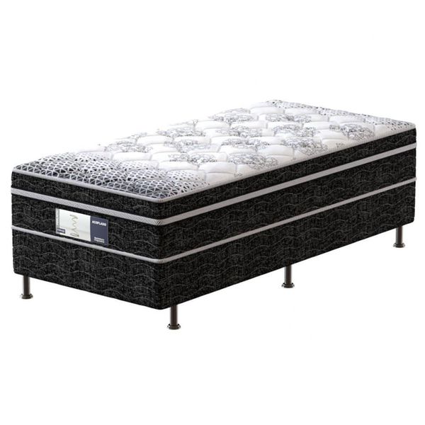 Cama Box Conjugada Bonnel de Solteiro PROdormir Probel com Molas Prolastic 42x88x188 cm Branco com Preto