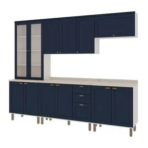 Cozinha Iluminata Com 5 Módulos Branco Azul