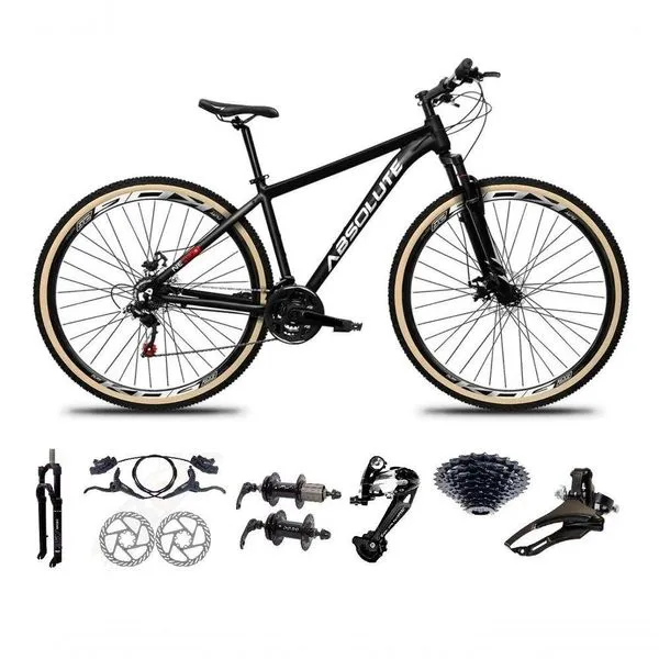 Bicicleta Aro 29 Absolute Nero 5 Freio Hidráulico K7 27v Alumínio Garfo Com Trava Mtb preto Tam: 19