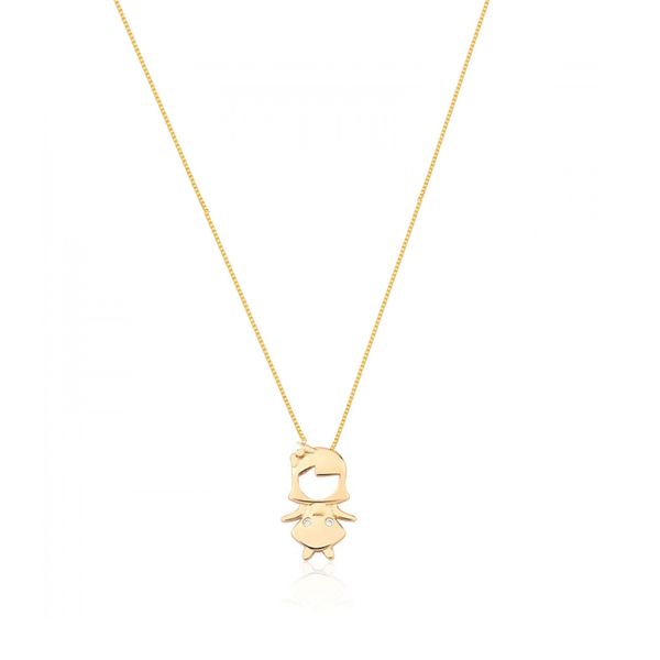 Colar Pingente Filha Menina Com Zirconias banhado ouro