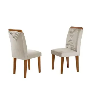 Conjunto 2 Cadeiras Sarah Mdf Rufato Veludo Creme E Imbuia