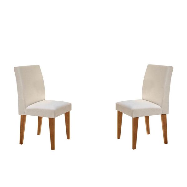 Conjunto com 2 Cadeiras Grecia Veludo Imbuia e Creme