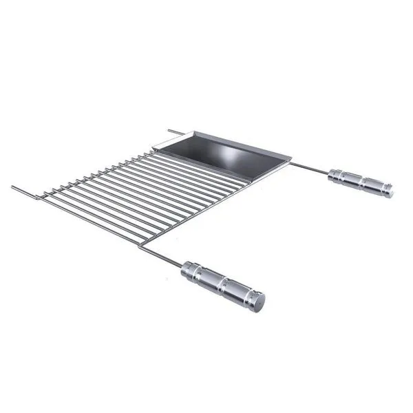 Grelha Para Churrasco Em Aço Inox Com Chapa Auxiliar 70x58 Cm