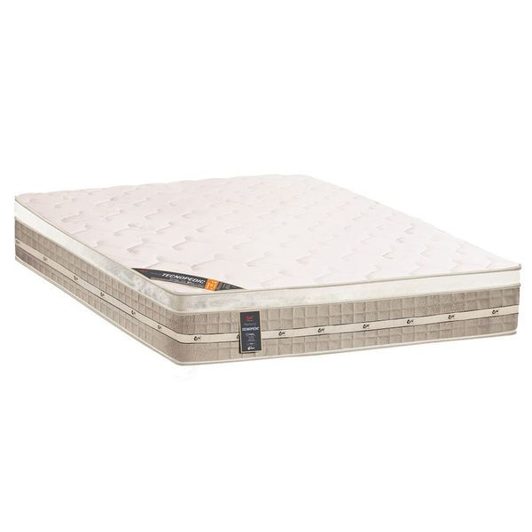 Colchão King Premium com Euro Pillow e Molas Tecnopedic System 30x193x203 cm Castor Branco com Bege