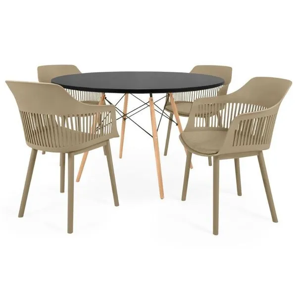 Conjunto Mesa De Jantar Redonda Eiffel 4 Cadeiras Marcela.