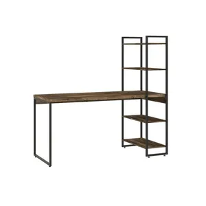 Mesa C/estante Alta 150x64x147cm C/04 Prateleiras Carvalho Dark / Est.preta