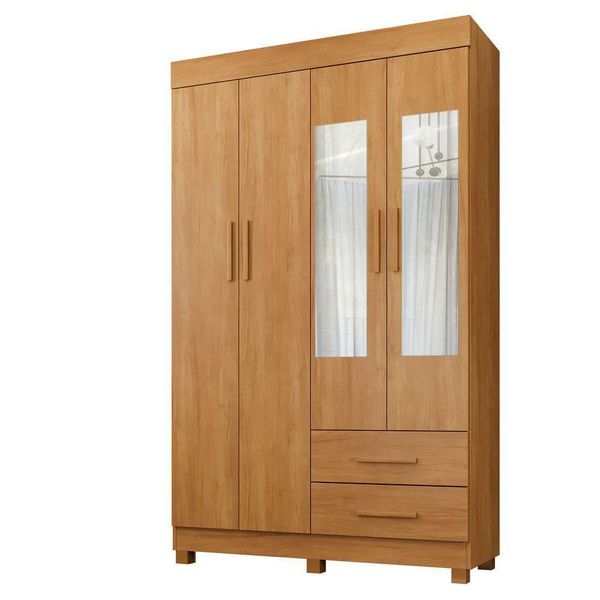 Guarda Roupa Leblon 4 Portas 2 Gavetas 5 Prateleiras Cinamomo