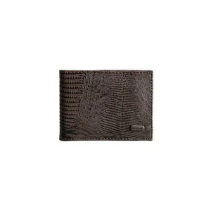 Carteira Masculina de Couro Lezard Café U / Marrom
