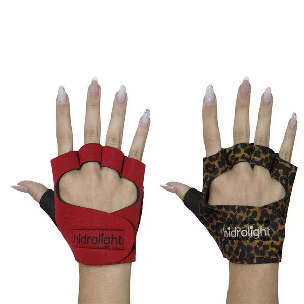 Kit 2 Pares de Luva de Musculação Hidrolight Neoprene M / Vermelho e Preto