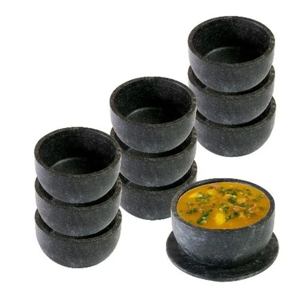 Kit 10 Cumbucas Bowl Pedra Sabão Com Prato 500 Ml