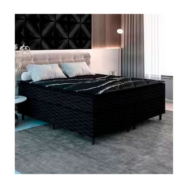 Cama Box Queen Size New Itália Black Pillow Top D26 Umaflex Preto