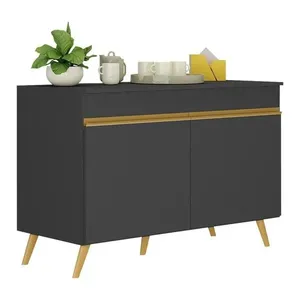 Balcão Cozinha Gabinete Pia 120 Cm Mp3738 Preto