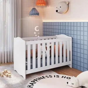 Berço Infantil Cama 3 em 1 Regulagem de Altura Quarto de Bebê Branco