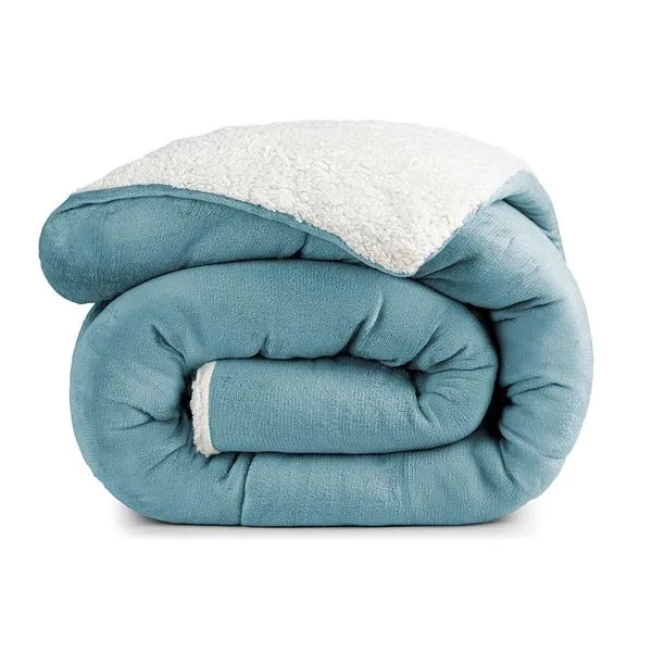 Edredom Bariloche Solteiro Dupla Face Sherpa - Azul Quartzo - 100% Poliéster
