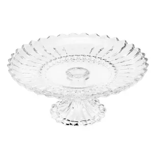 Prato para Bolo com Pé Wolff Geneva Cristal 30x13cm Design Sofisticado Transparente