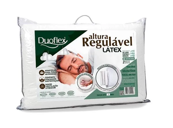 Kit 3 Travesseiros Altura Regulável Látex Branco Duoflex