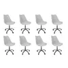 Kit 8 Cadeiras Office Base Cromada Com Rodizio Giratória Saarinen Branco