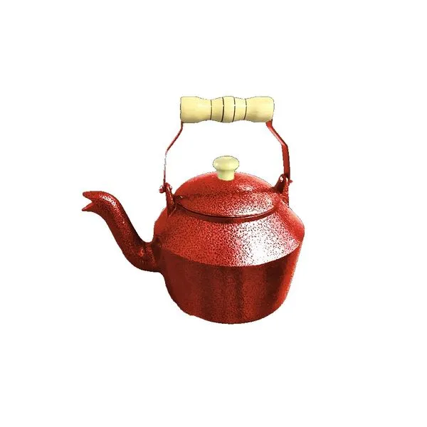 Chaleira Hotel Alumínio Fundido Vermelho Pegador Madeira 2L
