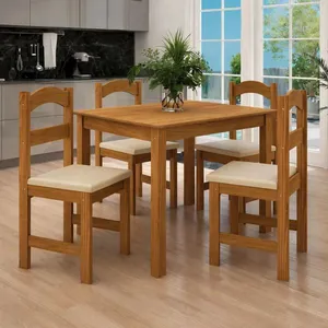 Mesa de Jantar 4 Cadeiras 76,5cm x 76,5cm Arauna | Freijo/Bege