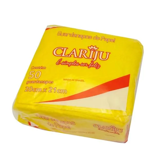 Guardanapo Liso Clariju com 50 Unidades Amarelo