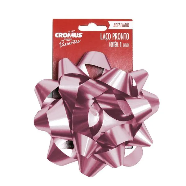 Laço Pronto Adesivado Cromus Estrela Rosé 12cm