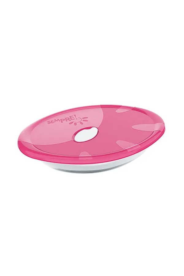 Assadeira Nadir Sempre em Vidro Oval com Tampa 36cm 1 Peça Rosa pink